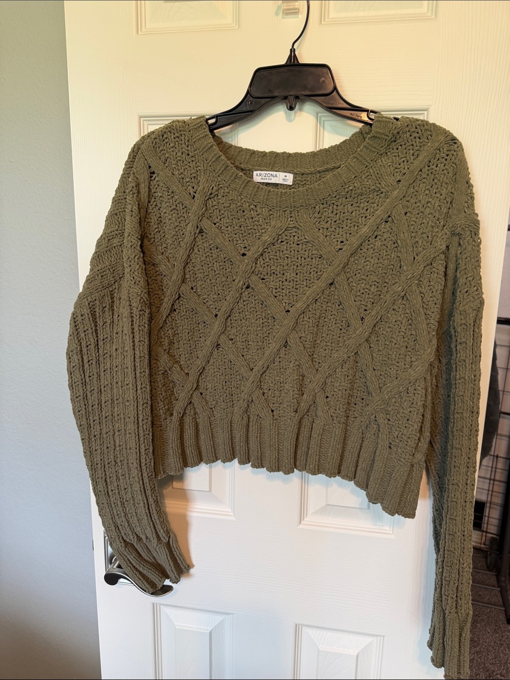 Arizona Jean Company Olive Cable Crewneck Sweater